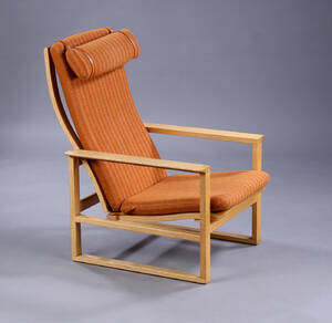 Børge Mogensen. Højrygget lænestol af eg, Slædestol, model 2254