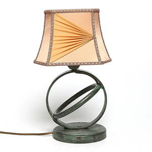 BORDSLAMPA, patinerad metall, Art Deco. 1930-tal.