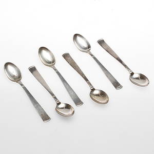 KAFFESKEDAR, 6 st, silver, Rosenholm, GAB, vikt ca. 100,9 gram.