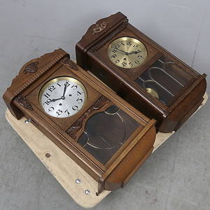 VÄGGUR, 2 st, ek, bland annat Gustav Becker, Tyskland, 1900-talets första hälft.