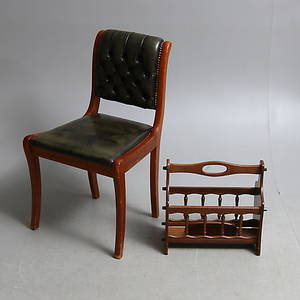 STOL och TIDNINGSSTÄLL, engelsk stil, 1900-talets andra hälft.