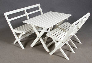 Trädgårdsgrupp, vitlackerad, 4 delar