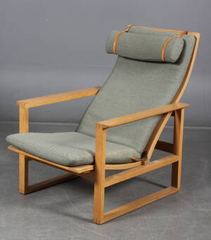 Børge Mogensen. Højrygget lænestol, eg Slædestolen, model 2254. 
