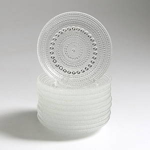 OIVA TOIKKA. Assietter, 10 st, glas, Kastehelmi, Iittala, Finland.