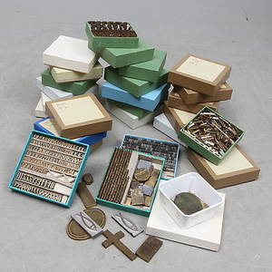 TYPER OCH KLICHÉER, metall, för bokbinderi, 1900-tal.