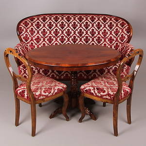 SOFFGRUPP, 4 delar, rokokostil, 1900-talets mitt.