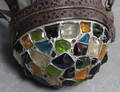Loftlampe i glas og bronzeret metal.