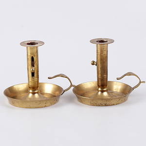 LJUSSTAKAR, ett par, mässing, 1900-tal.