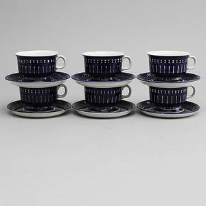 TESERVIS, 6 delar, porslin, Valencia, Ulla Procopé för Arabia.