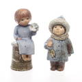 FIGURINER, 2 st, stengods, Fyra år och Bomsterflicka, Gustavsberg.
