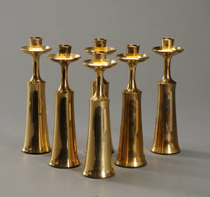 Jens Harald Qvistgaard 1919-2008. Seks lysestager af messing 6