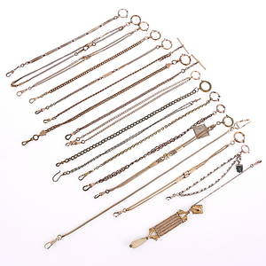 KLOCKKEDJOR, 18 st, olika modeller, 1800-1900-tal.