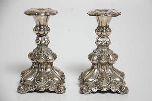 LJUSSTAKAR, 1 par, barockstil, nysilver.