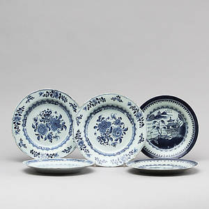 TALLRIKAR, 5st, porslin, Kina, 1700-tal.