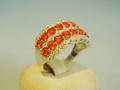 FEUEROPAL RING. Weißen Topasen in Silber 935.