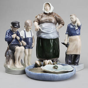 FIGURINER, 4 st samt FAT, 2 st, Royal Copenhagen samt Bing  Gröndahl.