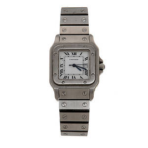 HERRARMBANDSUR, Stål, Automatisk, Cartier Santos.