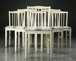 Seks stole, hvidlakeret træ 6