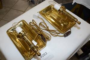 Vägglampetter 2 st, mässing, elektriska, H 30 cm