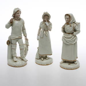 FIGURINER, 3 st, porslin, Bing  Gröndahl, 1800-talets andra hälft.