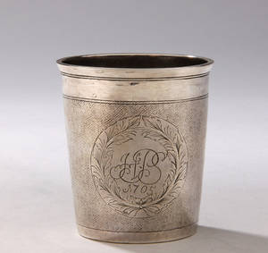 Villads Frandsen 1650-1715. Barok bæger af sølv, 1705.