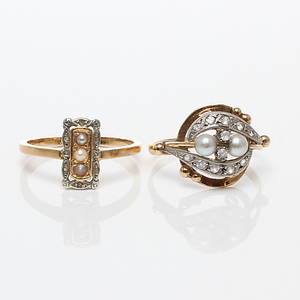 RINGAR 2 st, 18k guld, 1900-talets första hälft.