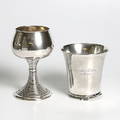 POKALER, 2 st, silver, GAB och C.G. Hallberg, Stockholm, 1900-talets första hälft. Vikt 550 gram.