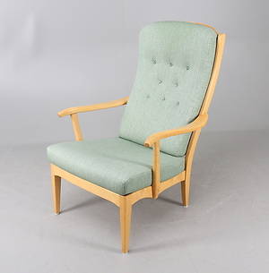 FÅTÖLJ, björk, Stora Fjäderbrickan, Carl Malmsten, 1900-talets mitt.
