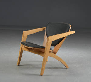 H. J. Wegner. Butterfly lænestol, sort skind. Model ge-460