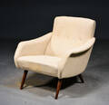 Dansk møbelproducent, Simo. Lænestol af teak uld, 1960erne