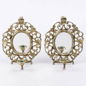 SPEGELLAMPETTER, ett par, förgylld metall, rokokostil, 1900-tal.