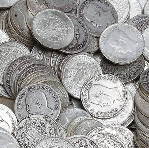 MYNT, silver, 1 kronor, vikt ca 4000 gram.