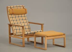 Børge Mogensen, 1914-1972 Slædestol med skammel, eg  uld 2