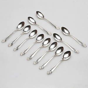 KAFFESKEDAR, 12 st, silver, Disa, vikt ca. 163,2 gram.