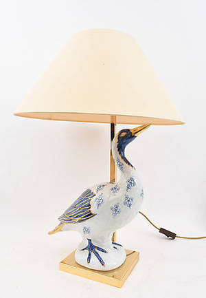 MANUFATTURA ARTISTIQUE DE PORCELAINE,. Lampe mit Porzellangans.