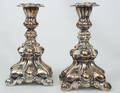 LJUSSTAKAR, nysilver, barockstil, 1900-tal.