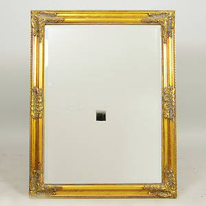 SPEGEL, förgylld med fasettslipat glas, sent 1900-tal.