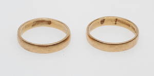 RINGAR, 2 st, 18k guld, vikt ca 7,2 gr.