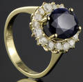 Safir og brillant ring.