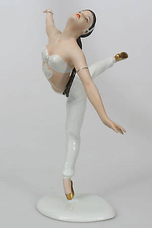 FIGURIN, porslin, Dansös med flätor, Wallendorf.