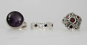 RINGAR, sterlingsilver och stenar, 3 stycken, 1900-2000-tal.