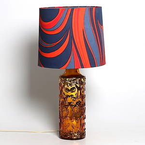 BORDSLAMPA, guldfolierat glas, möjligen LUXUS, Vittsjö. 1970-tal.