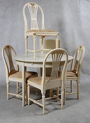 MATSALSMÖBLEMANG, 5 delar,  gustaviansk stil, 1900-talets mitt.