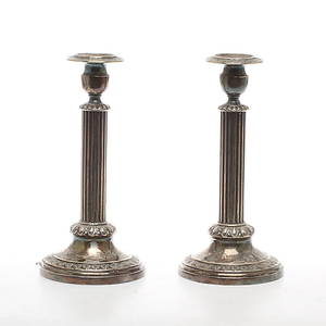 LJUSSTAKAR, 1 par, nysilver, C G Hallberg, 1900 tal.