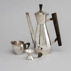 KAFFESERVIS, 3 delar, sterling, Stockholm, 1967. Vikt 830 gram.