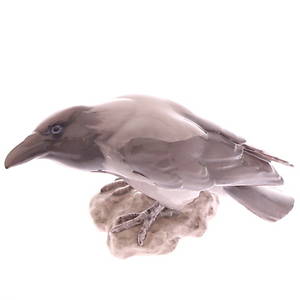 FIGURIN, porslin, BingGröndal - Danmark, kråkfågel.