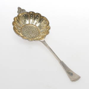 SOCKERSTRÖARE, silver, otydliga stämplar, 18001900-tal.