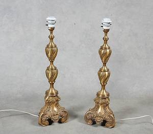 BORDSLAMPOR 1 par, barockstil, 1900-tal.