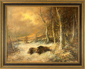 UNBEKANNT. Flüchtende Wildschweine.