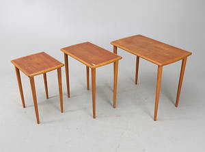 SATSBORD, 3 delar, teak, 1900-talets mitt.